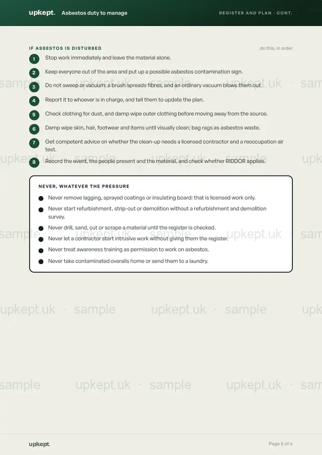 Page 5 of Asbestos duty to manage: register and management plan