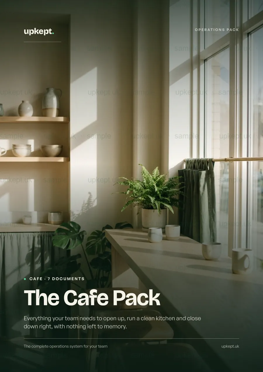 Sample page from the The Cafe Pack