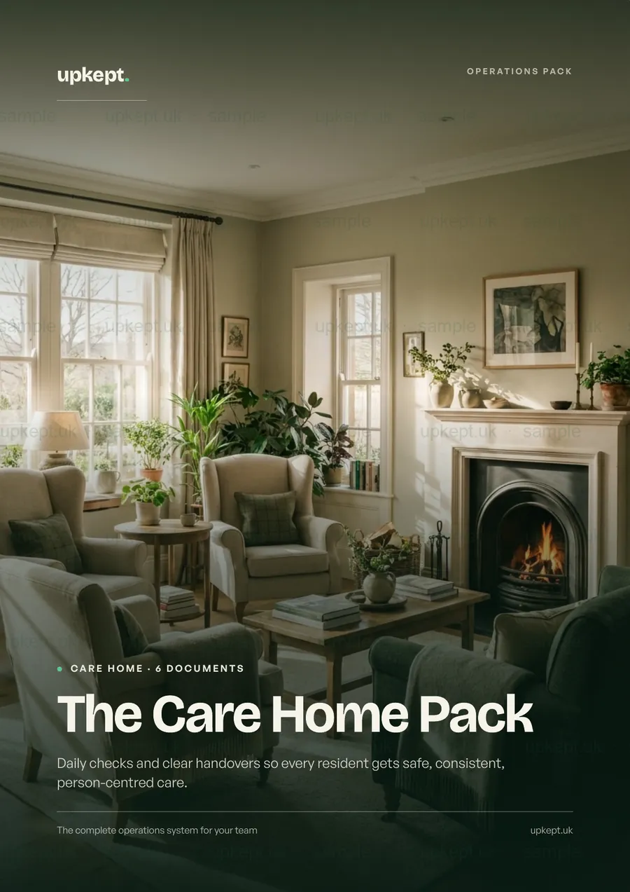 Sample page from the The Care Home Pack
