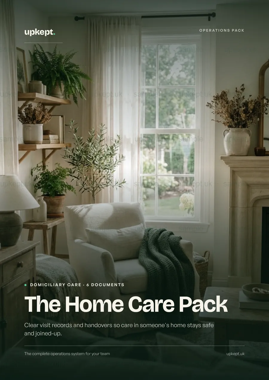 Sample page from the The Home Care Pack