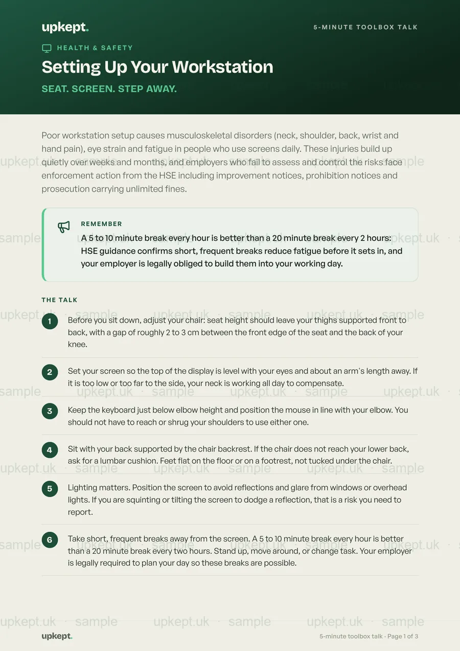 Page 1 of Setting Up Your Workstation