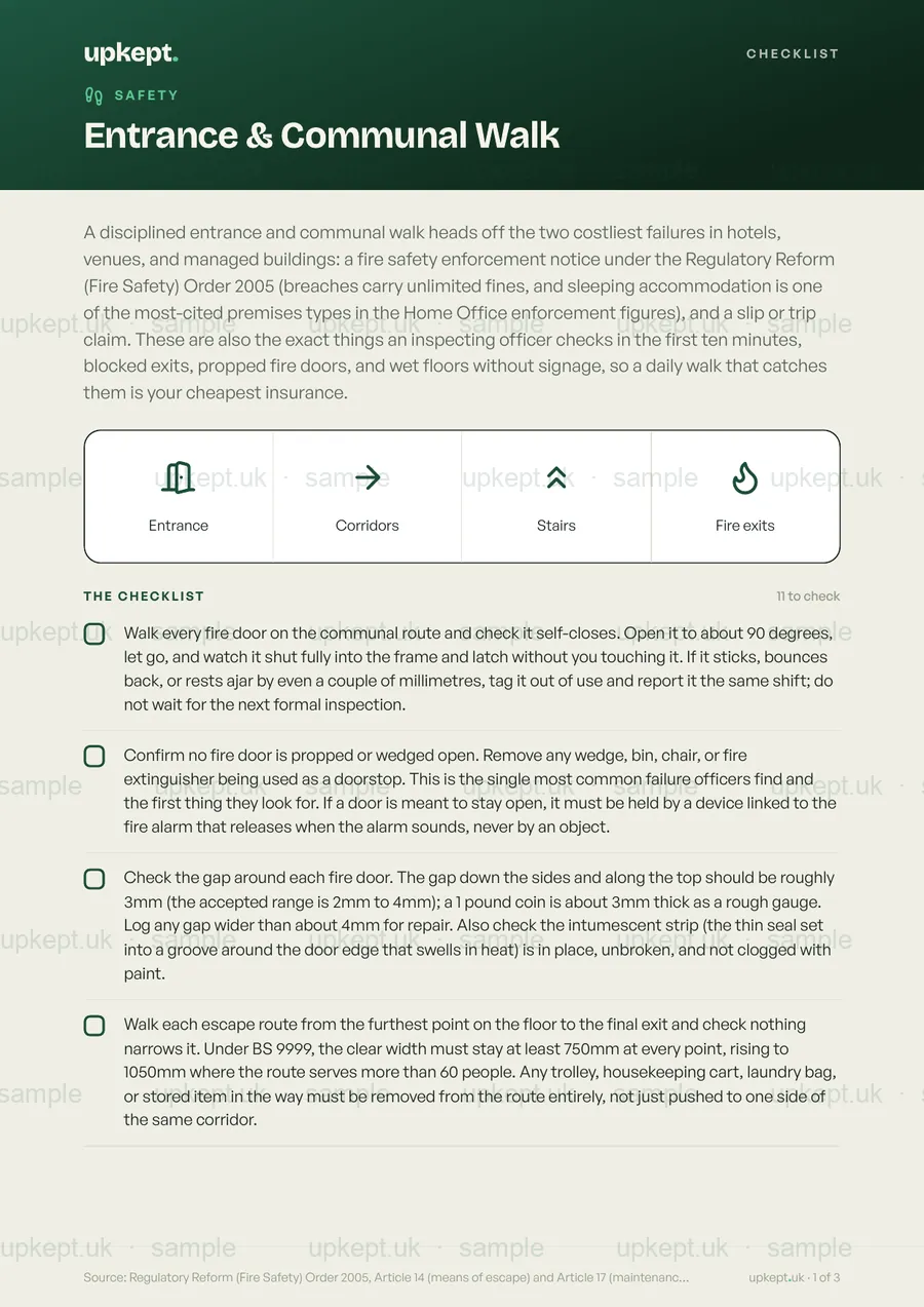 Sample page of the Entrance & Communal Walk