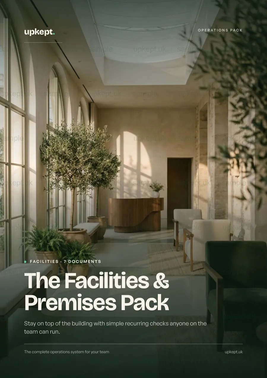 Sample page from the The Facilities & Premises Pack