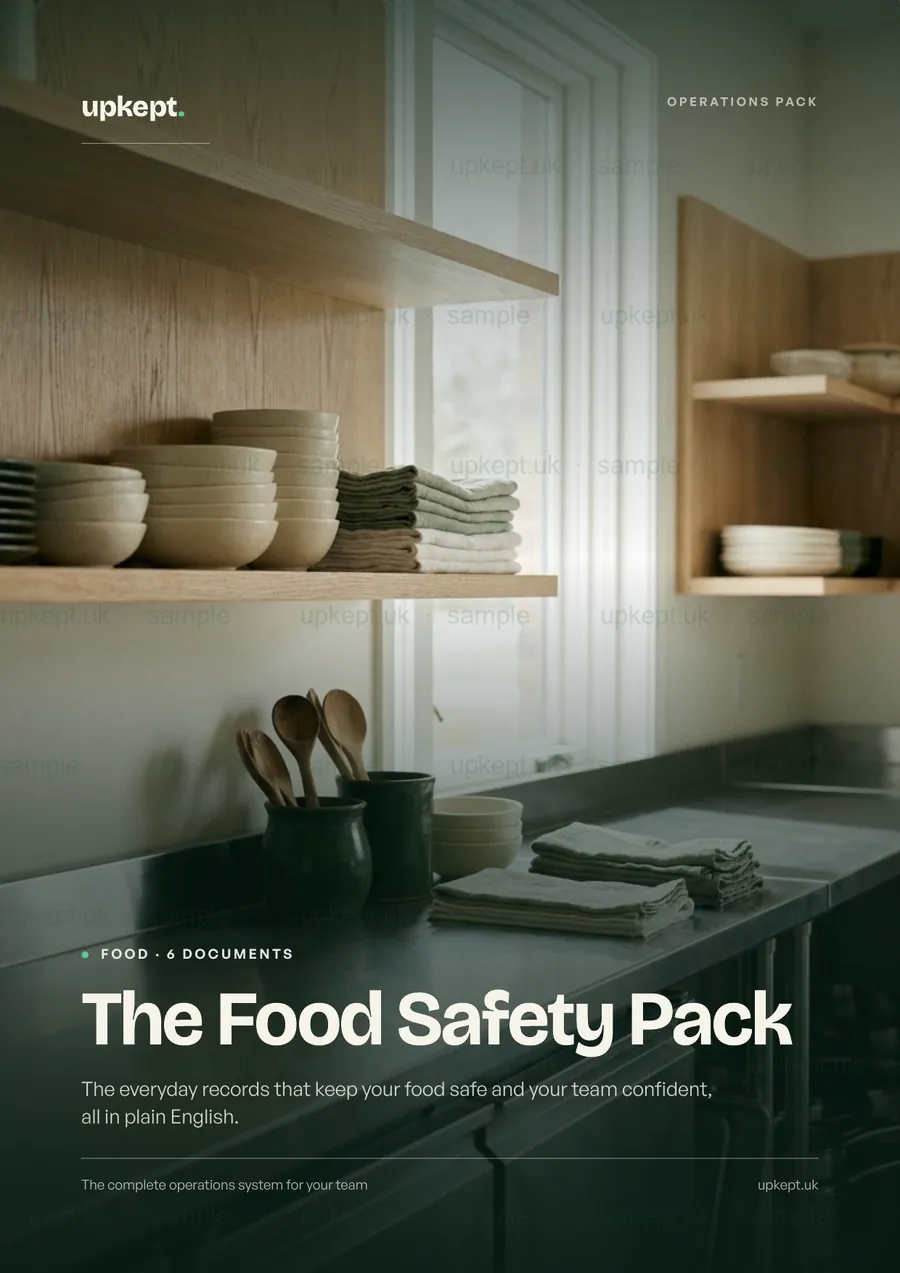 Sample page from the The Food Safety Pack