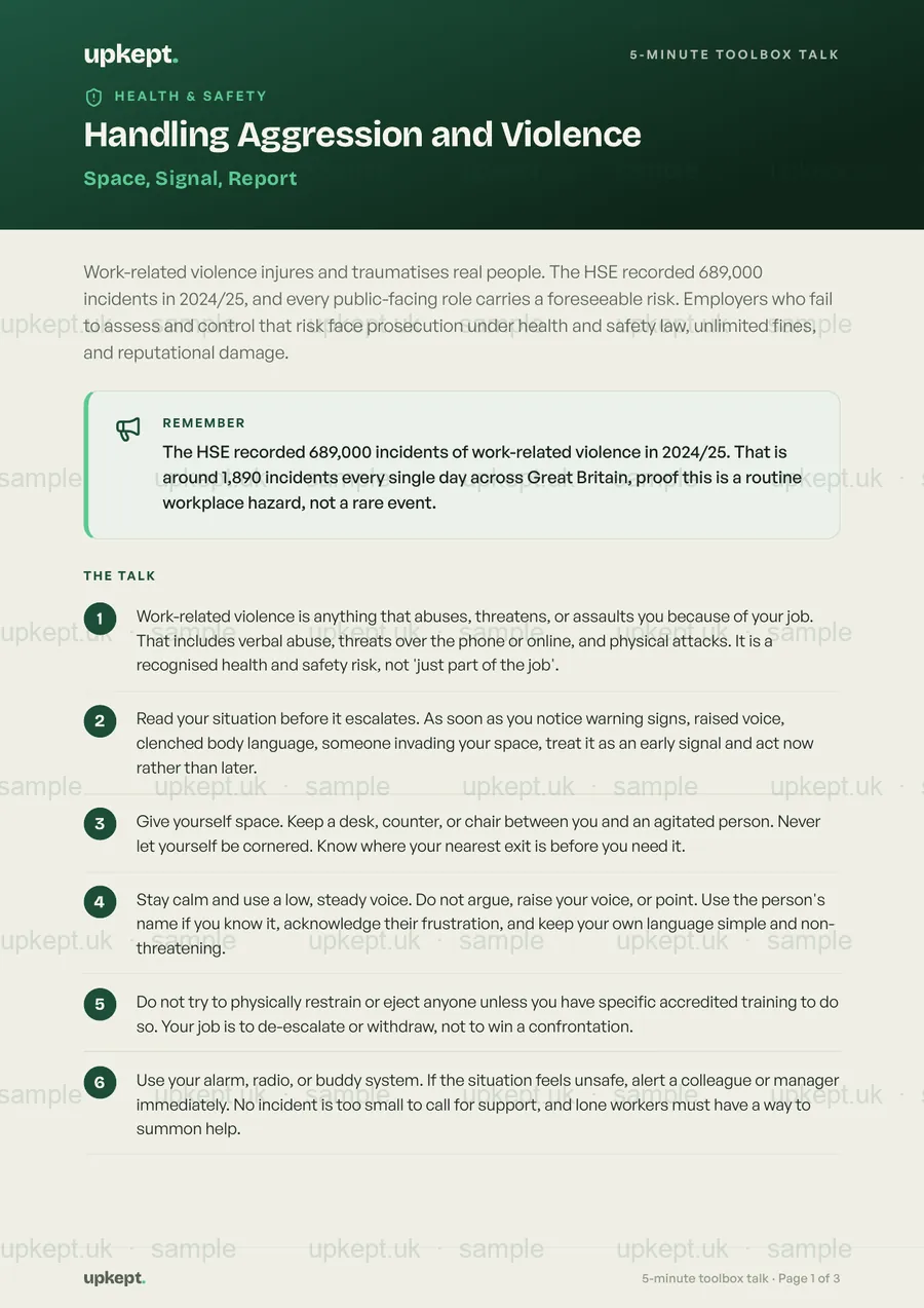 Page 1 of Handling Aggression and Violence