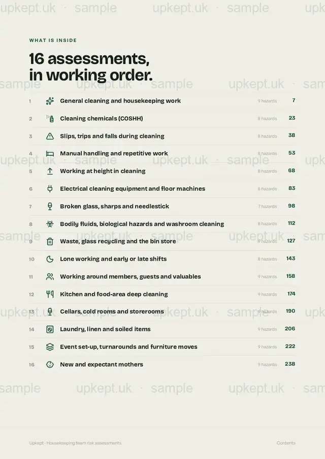 Page 6 of Housekeeping team risk assessments
