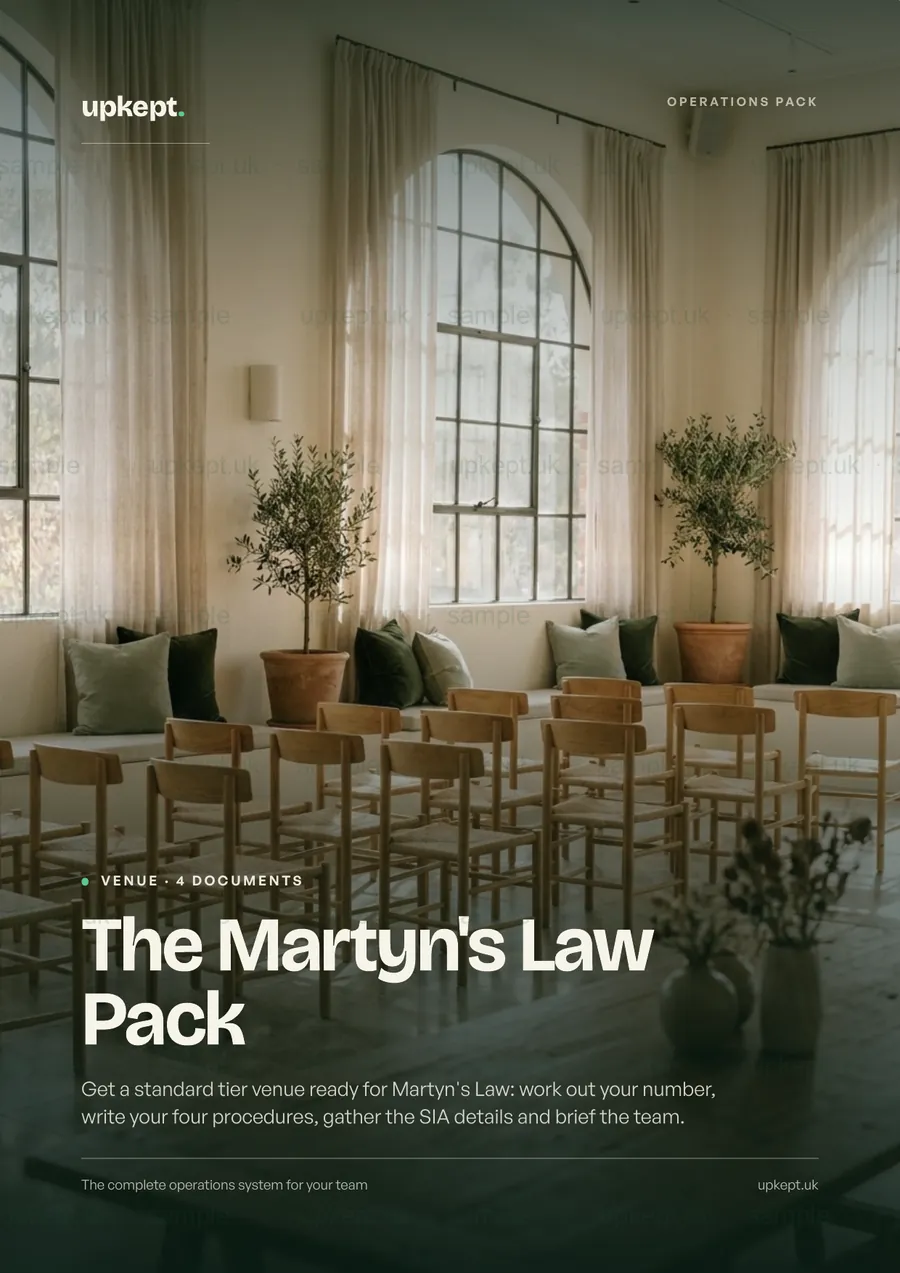 Sample page from the The Martyn's Law Pack