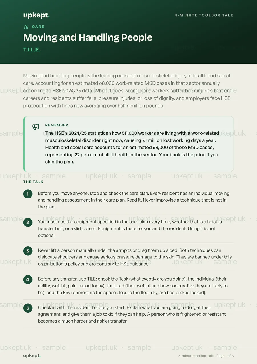Page 1 of Moving and Handling People