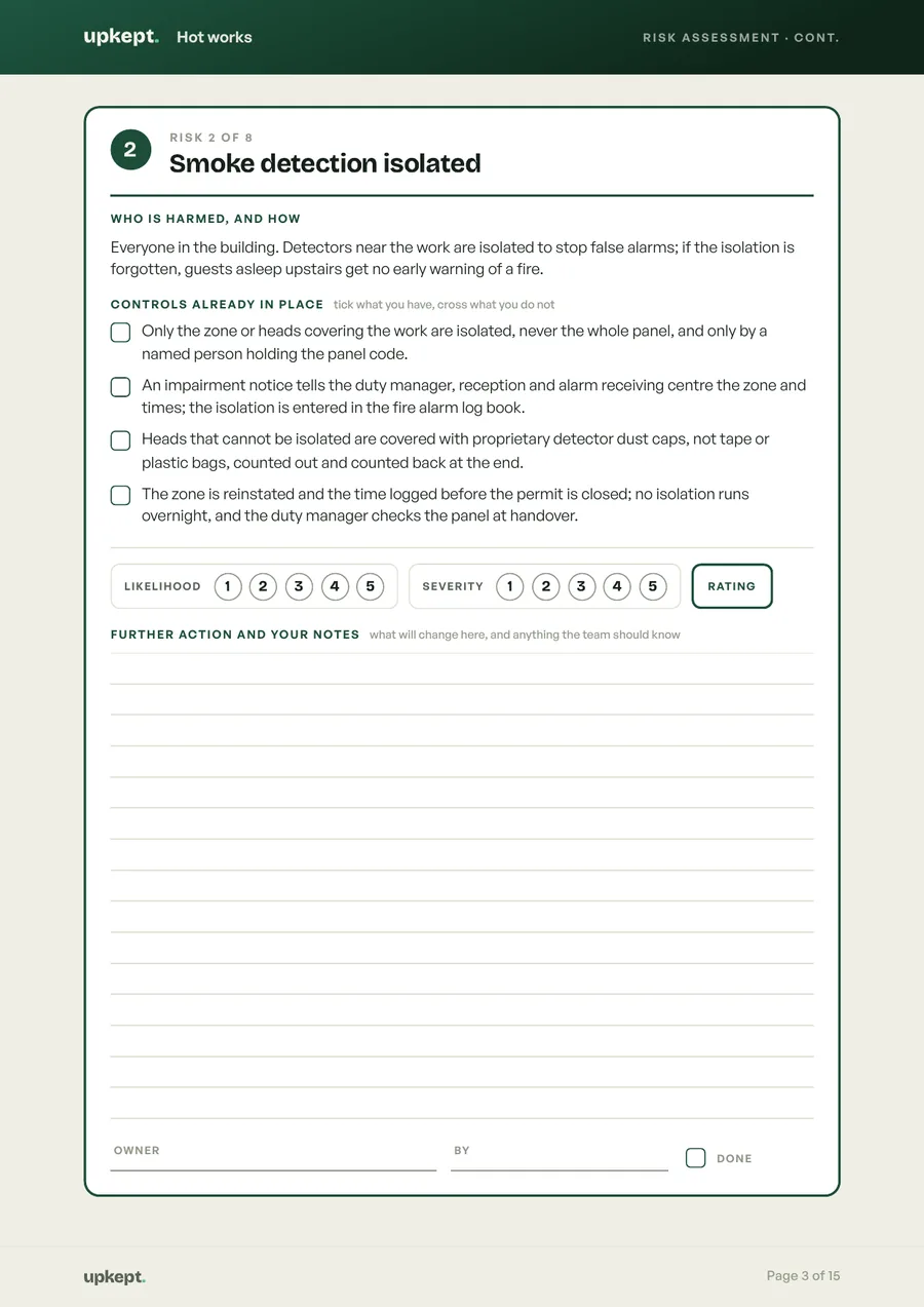 One risk on its own page, from The Risk Assessment Library