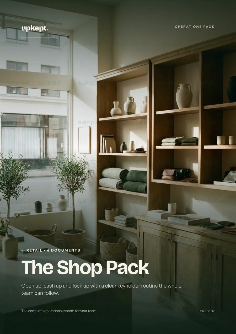Sample page from the The Shop Pack