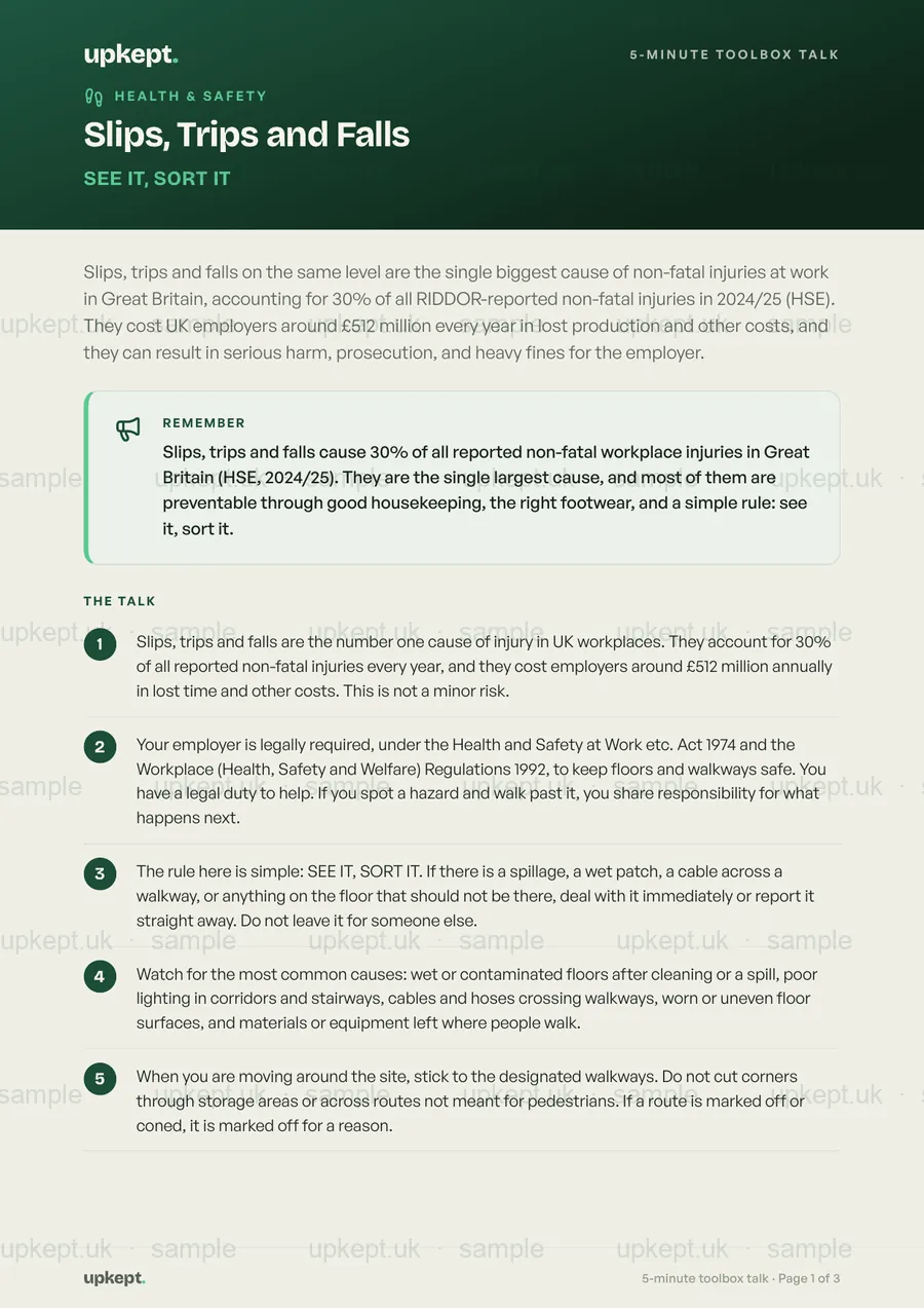 Page 1 of Slips, Trips and Falls